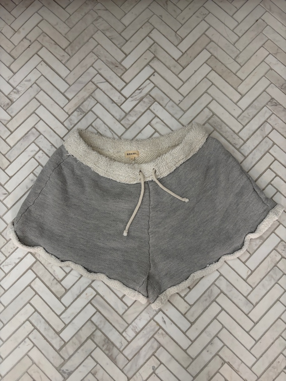 DONNI. Gray Lounge Poodle Terry Shorts